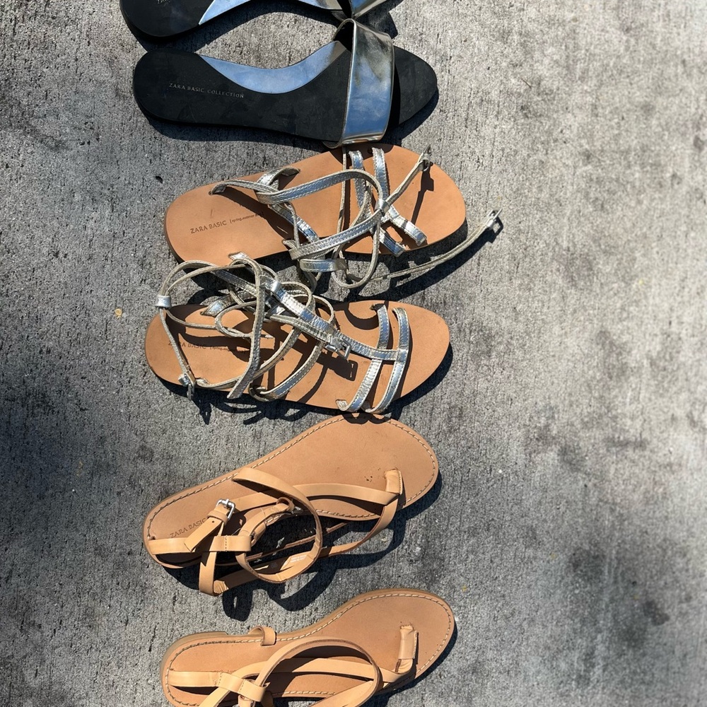 Zara Black and Silver Sandals with Intricate Straps / all 3 pairs for sell